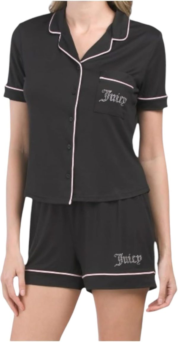 Juicy Couture Women’s Button Down Short Sleeve Shirt and Shorts Pajama Set couture by rojita