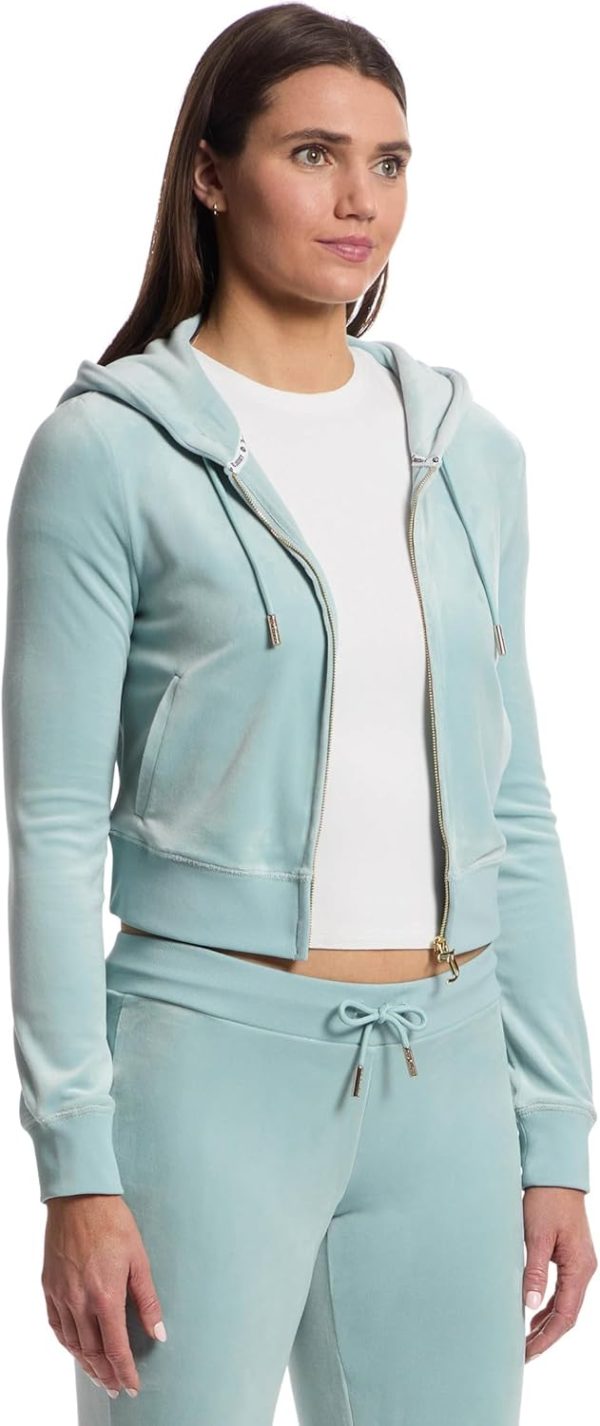 Juicy Couture womens Solid Classic Juicy Hoodie With Back Bling couture
