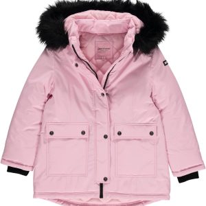 Juicy Couture Girls Coat, Faux Fur Hooded Winter Jacket, Warm Padded Parka Hoodie, Kids Heavyweight Winter Coat-0