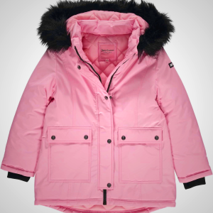 Juicy Couture Girls Faux Fur Hooded Winter Jacket - Warm Padded Parka