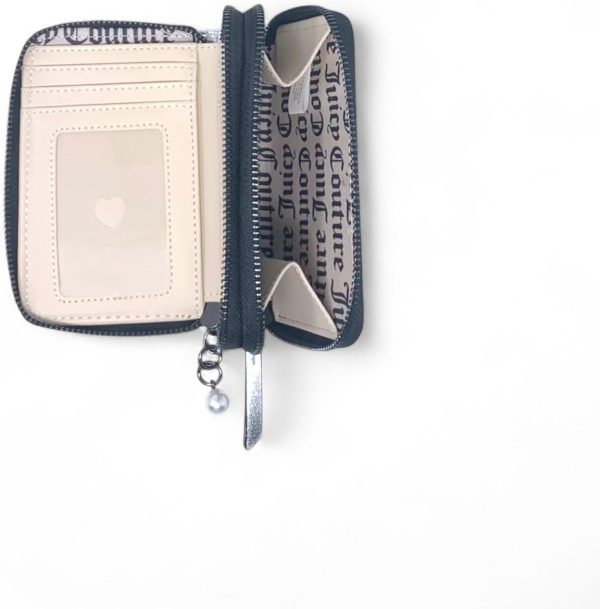 Juicy Couture Women's Medium Double Zip Around Wallet (String of Pearls Velour Liquorice/Silver) couture mini clutch