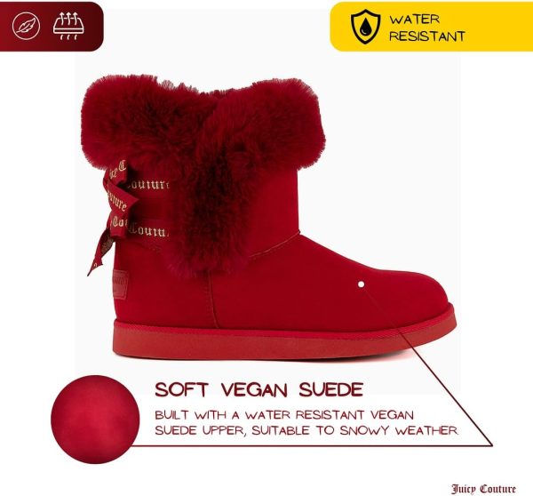 Juicy Couture Women's Slip On Winter Snow Boots Warm & Insulated Fur Lining Comfortable Fashion Booties-1