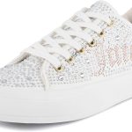Juicy Couture Women's Classic Lace-Up & Sparkle Pearl Sneakers - Casual Chic, Bling, and Bedazzled skims