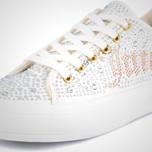 Juicy Couture Women's Classic Lace-Up & Sparkle Pearl Sneakers - Casual Chic, Bling, and Bedazzled