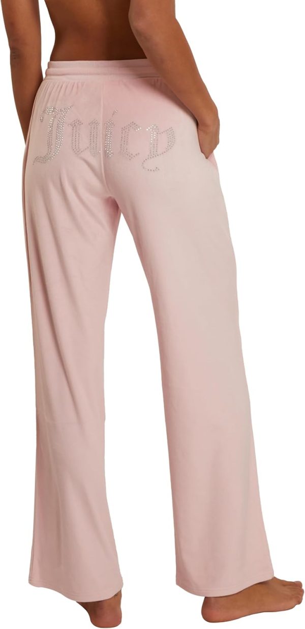 Juicy Couture Women's Velvet Fleece Lounge Pajama Pant with Rhinestones scholar