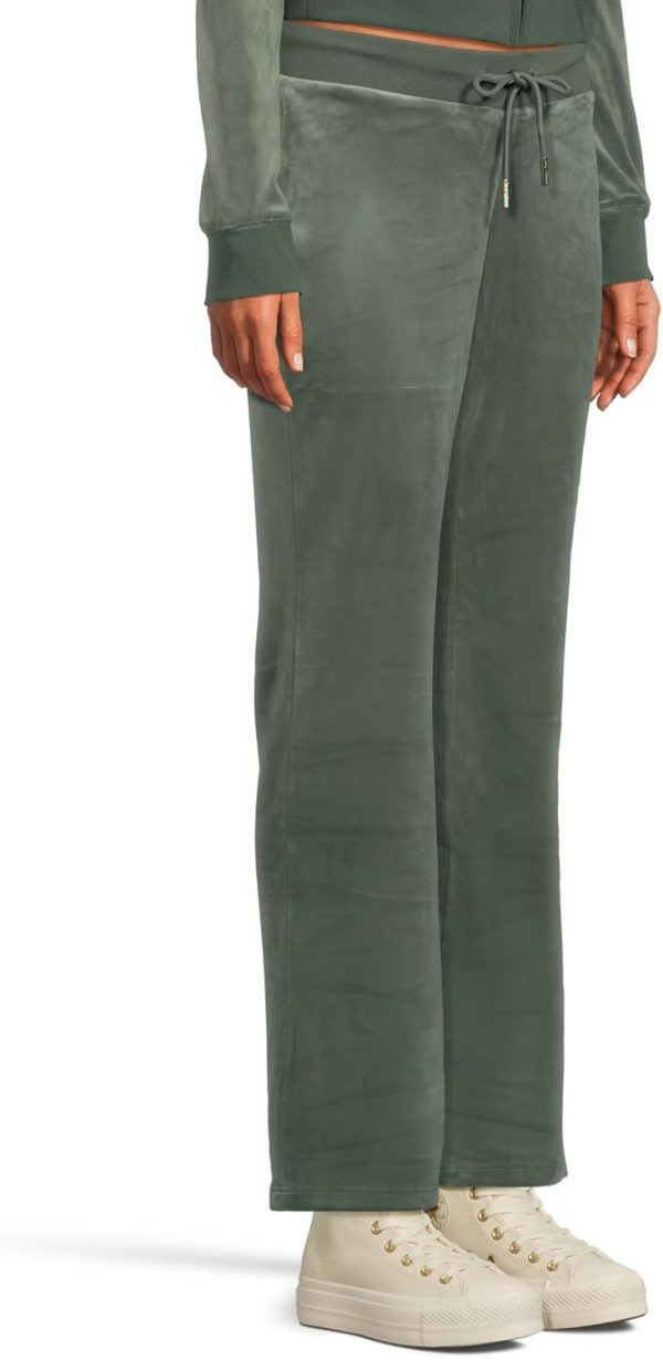 Juicy Couture Womens Rib Waist Velour Pants with Drawcord-1