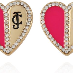 Juicy Couture Gold and Pink Heart Stud Earrings For Women-0