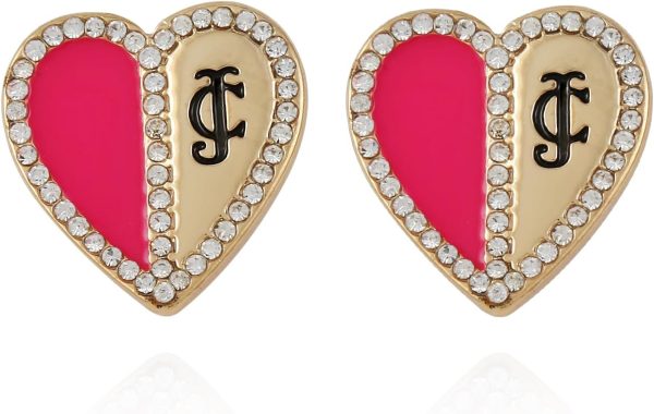 Juicy Couture Gold and Pink Heart Stud Earrings For Women gold price per gram