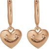 Juicy Couture Dangle Heart Charm Hoop Earrings for Women, Yellow Gold-Tone Juicy Couture Earrings juicy made