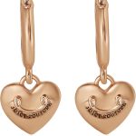 Juicy Couture Dangle Heart Charm Hoop Earrings for Women, Yellow Gold-Tone Juicy Couture Earrings juicy made