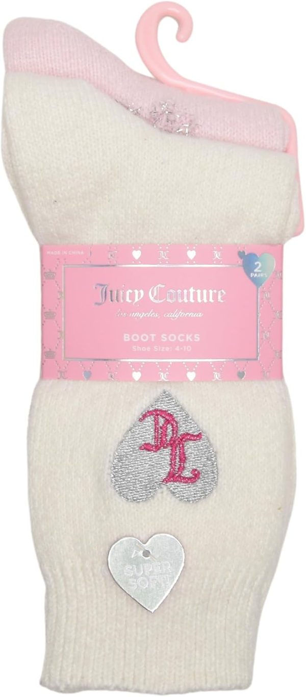2 PACK JUICY COUTOURE TEXTURE LOGO SS RIB BOOT SOCK SOCKS-4