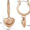 Juicy Couture Dangle Heart Charm Hoop Earrings for Women, Yellow Gold-Tone Juicy Couture Earrings-3