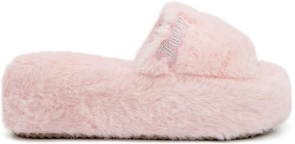Juicy Couture Women's Faux Fur Platform Slippers – Fluffy Cozy Indoor Outdoor Slip-On House Shoes-1