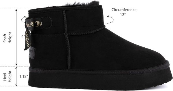 Juicy Couture Women Slip On Winter Boots Warm Microsuede Insulated Fashion Ankle Booties Outdoor Snow Boot-Olden-1