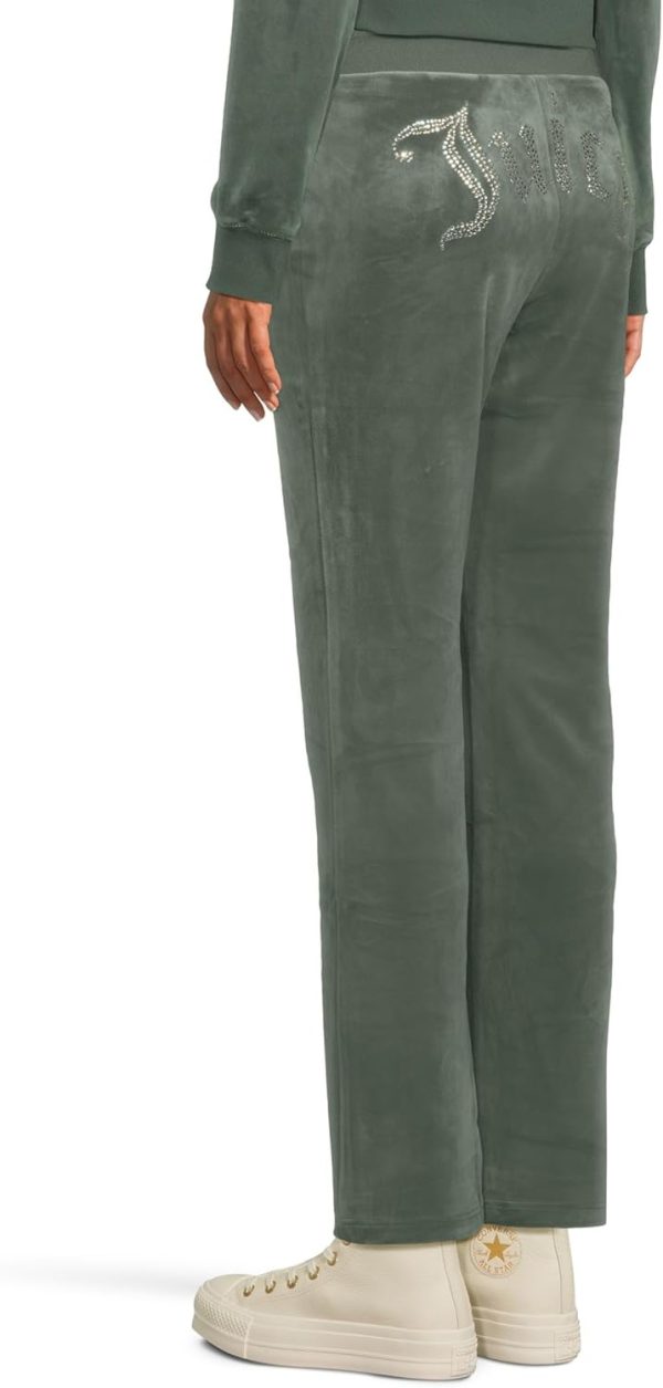 Juicy Couture Womens Rib Waist Velour Pants with Drawcord-2