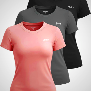 Juicy Couture Women's Short Sleeve Athletic T-Shirts – Workout Tops for Fitness, Yoga, Pilates, Gym & Activewear (Plus)