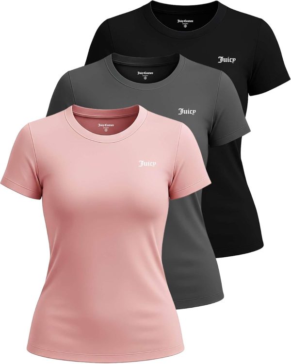 Juicy Couture Women's Short Sleeve Athletic T-Shirts – Workout Tops for Fitness, Yoga, Pilates, Gym & Activewear (Plus) shortcut