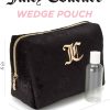 Juicy Couture Hot Pink Makeup Bag Cosmetics Organizer Travel Essentials Zip Top Wedge Velour Heart Crown hotel