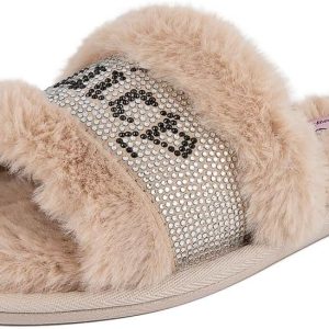 Juicy Couture Women's Plush Faux Fur Slippers – Cozy Open-Toe Slides, Soft Indoor/Outdoor House Shoes spotify