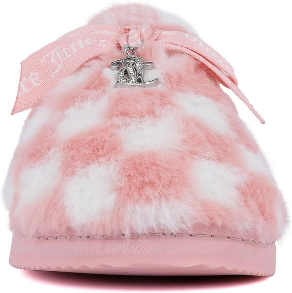 Juicy Couture Women's Faux Fur Slippers – Fuzzy Closed-Toe, Fluffy Winter House Shoes, Comfortable Slip-Ons juicy seafood and bar