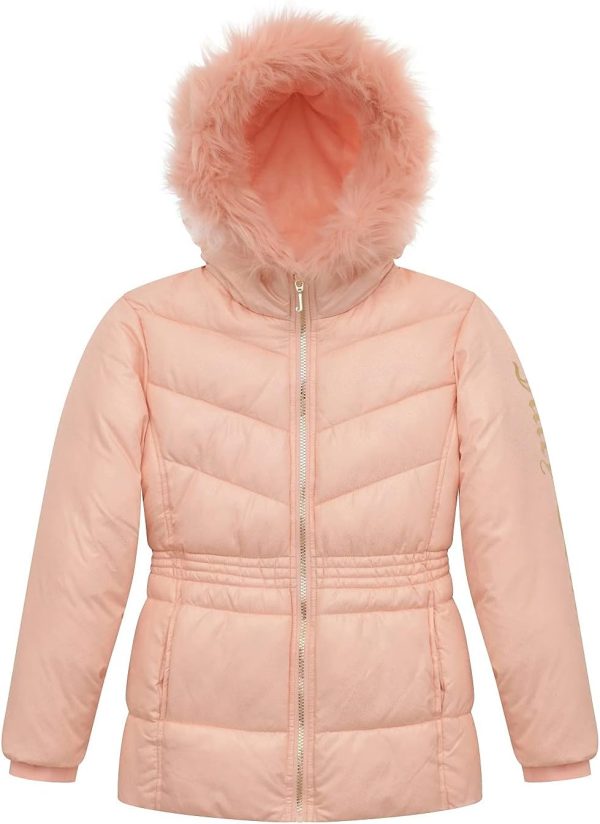Juicy Couture Girls Coat, Faux Fur Hooded Winter Jacket, Warm Padded Parka Hoodie, Kids Heavyweight Winter Coat couture meaning