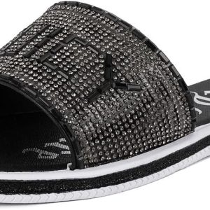 Juicy Couture Women's Slide Sandals - Glitter Bling Open Toe Sparkle Flats - Dressy Summer Casual Footwear juicy crab