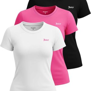 Juicy Couture Women's Short Sleeve Athletic T-Shirts – Workout Tops for Fitness, Yoga, Pilates, Gym & Activewear (Plus)-0