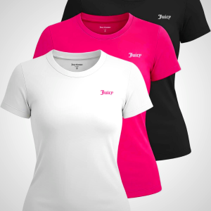 Juicy Couture Women's Short Sleeve Athletic T-Shirts – Workout Tops for Fitness, Yoga, Pilates, Gym & Activewear (Plus)