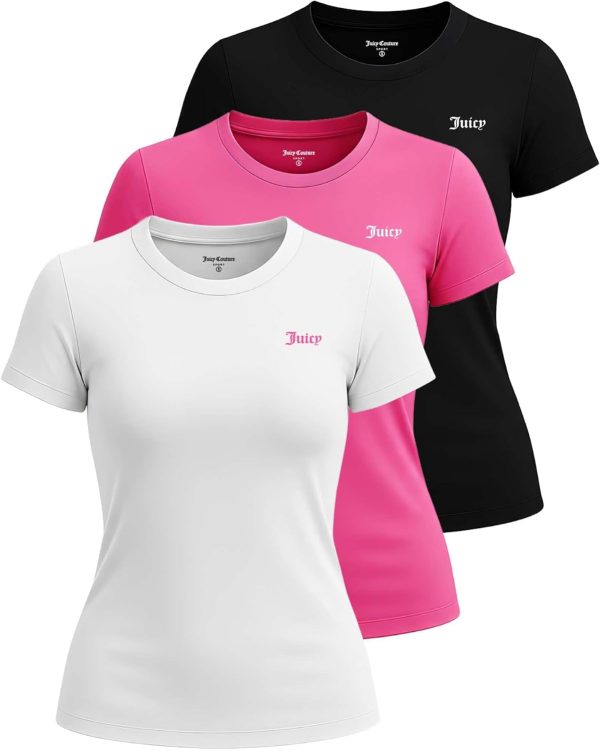 Juicy Couture Women's Short Sleeve Athletic T-Shirts – Workout Tops for Fitness, Yoga, Pilates, Gym & Activewear (Plus)-0