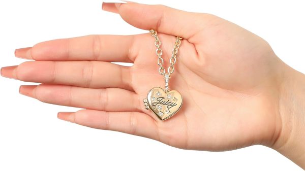 Juicy Couture Logo Heart Necklaces for Women 16-28"+2", Gold-Tone Heart Pendant Necklace, Juicy Gifts-4