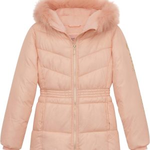Juicy Couture Girls Coat, Faux Fur Hooded Winter Jacket, Warm Padded Parka Hoodie, Kids Heavyweight Winter Coat coatue