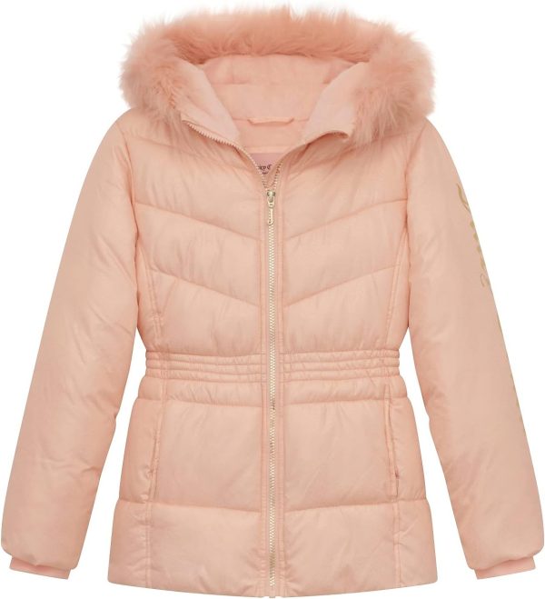Juicy Couture Girls Coat, Faux Fur Hooded Winter Jacket, Warm Padded Parka Hoodie, Kids Heavyweight Winter Coat coatue
