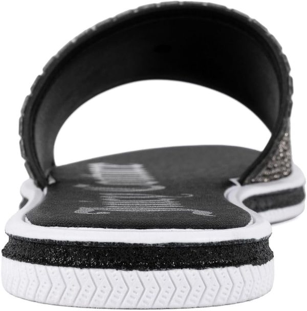 Juicy Couture Women's Slide Sandals - Glitter Bling Open Toe Sparkle Flats - Dressy Summer Casual Footwear slidescarnival