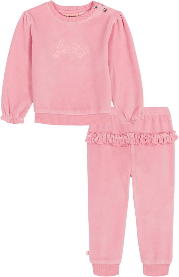 Juicy Couture baby-girls 2 Pc Velour Pant Set juicy crab