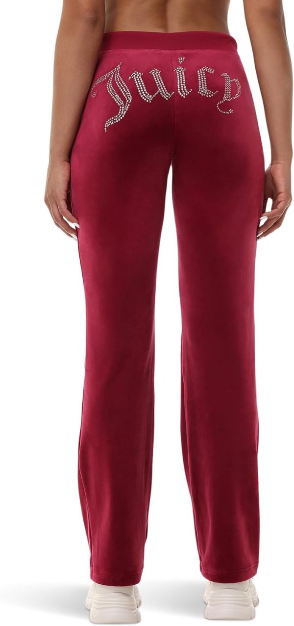 Juicy Couture Womens Rib Waist Velour Pants with Drawcord-1