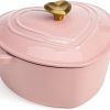 Paris Hilton Enameled Cast Iron Dutch Oven Heart-Shaped Pot with Lid, Dual Handles, Works on All Stovetops, Oven Safe to 500°F, 2-Quart, Pink paris las vegas