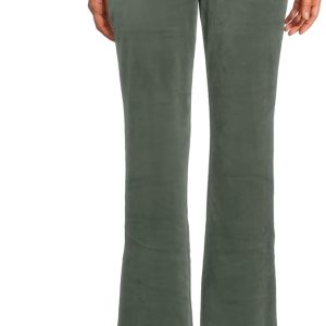 Juicy Couture Womens Rib Waist Velour Pants with Drawcord-0