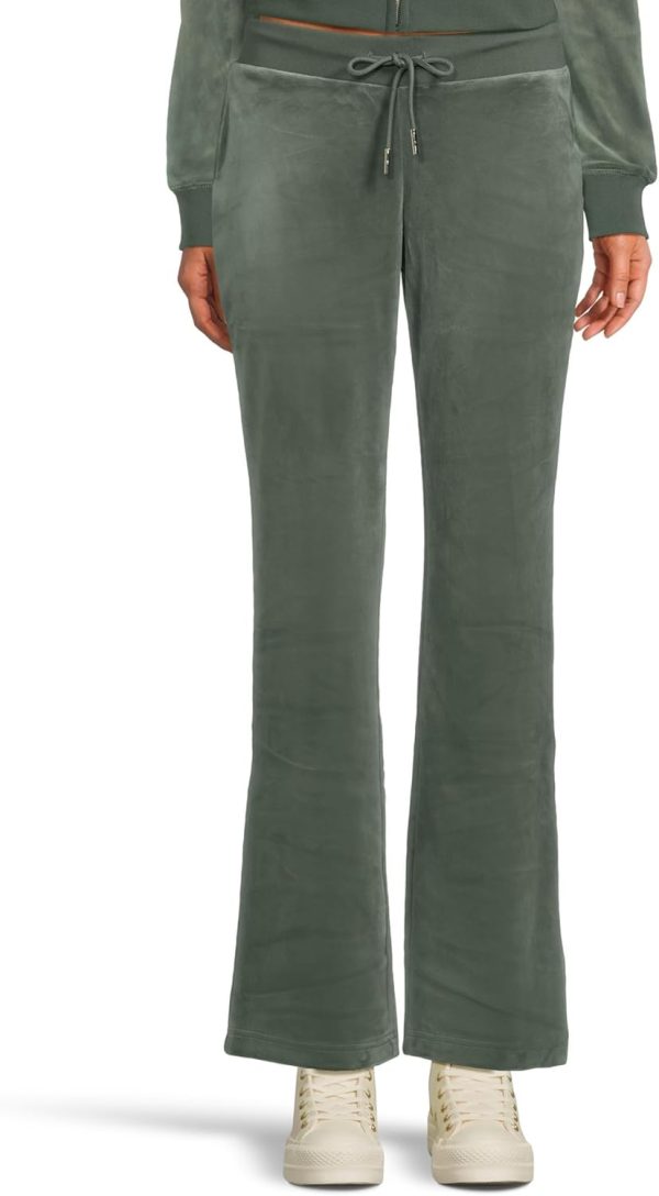 Juicy Couture Womens Rib Waist Velour Pants with Drawcord-0