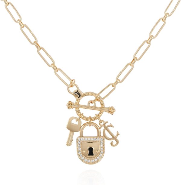 Juicy Couture Silvertone Thick Chain Heart Charm Toggle Necklace For Women-0