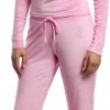 Juicy Couture Women's 2 Piece Velvet Fleece Long Sleeve Scoop Neck Fitted Top and Pants Lounge Sleepwear Set juicy bar