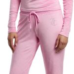 Juicy Couture Women's 2 Piece Velvet Fleece Long Sleeve Scoop Neck Fitted Top and Pants Lounge Sleepwear Set juicy bar