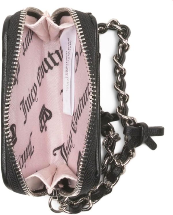 Juicy Couture Women’s Square Zip Around Wristlet Wallet – Card Holder with ID Window & Secure Zip Closure – Demure Liquorice Black couture