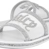 Juicy Couture Women's Slide Sandals - Glitter Bling Open Toe Sparkle Flats - Dressy Summer Casual Footwear-4