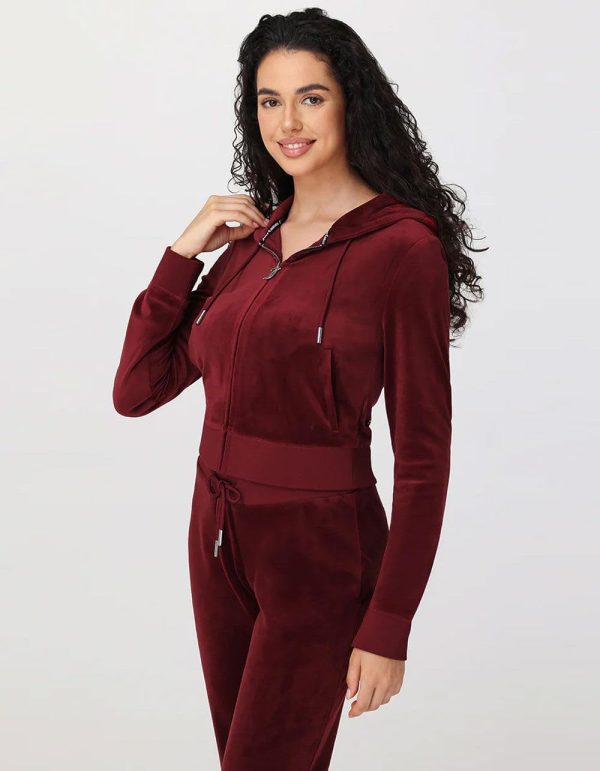 Juicy Couture womens Solid Classic Juicy Hoodie With Back Bling-2