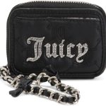 Juicy Couture Women’s Square Zip Around Wristlet Wallet – Card Holder with ID Window & Secure Zip Closure – Demure Liquorice Black juicy couture bag
