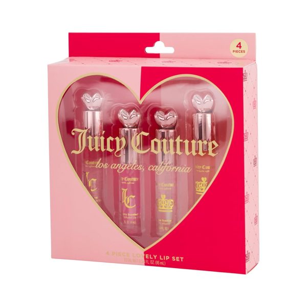 Juicy Couture 4 Pack Lip Oil Set - Cherry, Rose, Raspberry, & Watermelon, Mini Oil Tubes Perfect for On-the-Go Application & Touch Ups pack