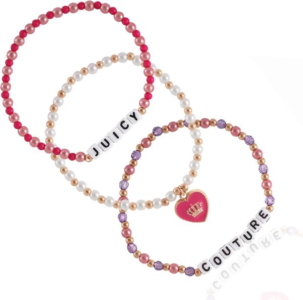 Juicy Couture Kids Bracelet for Girls 2 or 3-Piece Set, Beaded Friendship Bracelets, Girls Beaded Jewelry, Juicy Gifts couture