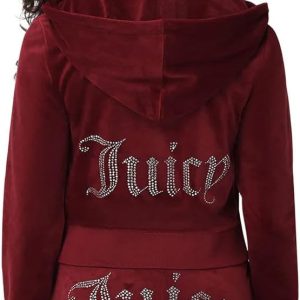 Juicy Couture womens Solid Classic Juicy Hoodie With Back Bling-0