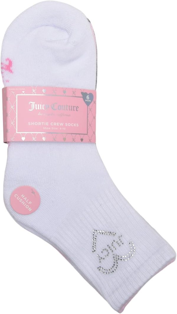 6 Pack Juicy COUTOURE Studed Juicy COUTOURE Heart HC Shortie Crew A Socks-4