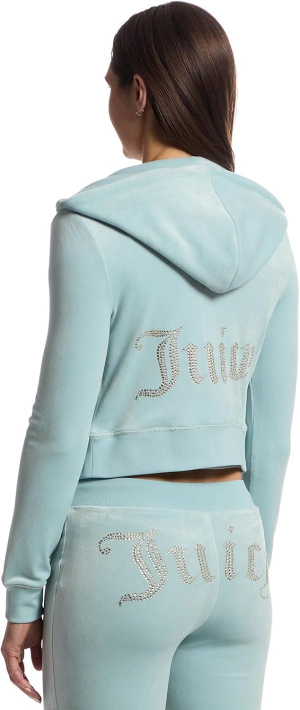 Juicy Couture womens Solid Classic Juicy Hoodie With Back Bling classic car